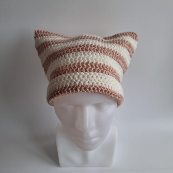 Gehaakte muts | Crème en poeder roze