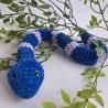 Thumbnail for Gehaakte knuffel slang | Donkerblauw, lichtblauw en lichtroze