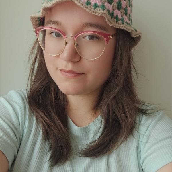 Gehaakte bucket hat | Groen, roze en beige