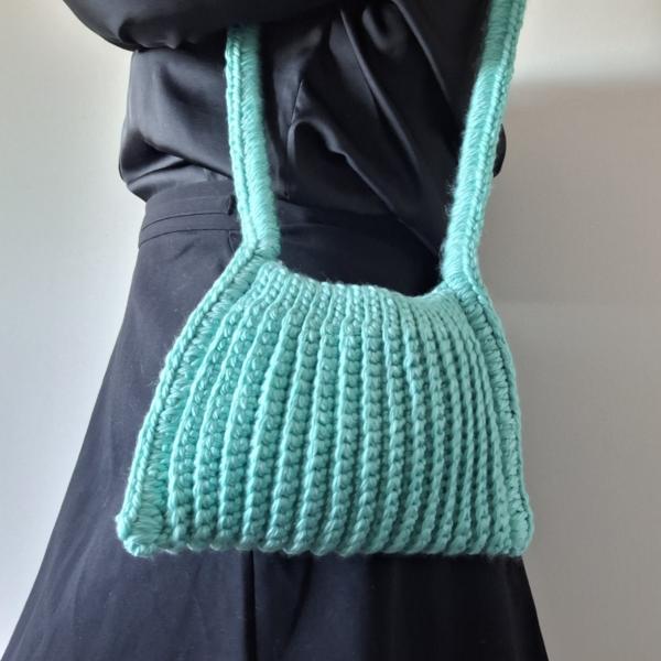 Gehaakte chunky tas | mintgroen