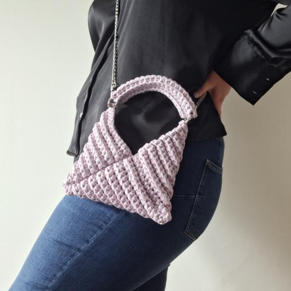 Gehaakte crossbody tas 'Metallic lila'