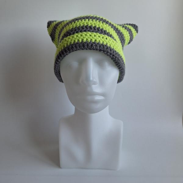 Gehaakte muts | Limoengroen en grijs