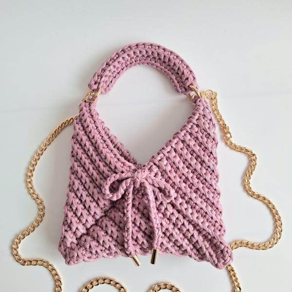 Gehaakte crossbody tas | Glitter lila