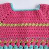 Thumbnail for Gehaakt baby vestje | Roze, turquoise en groen met groene franjes