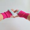 Thumbnail for Gehaakte handschoenen - gehaakte vingerloze handschoenen | Knalroze en lichtblauw