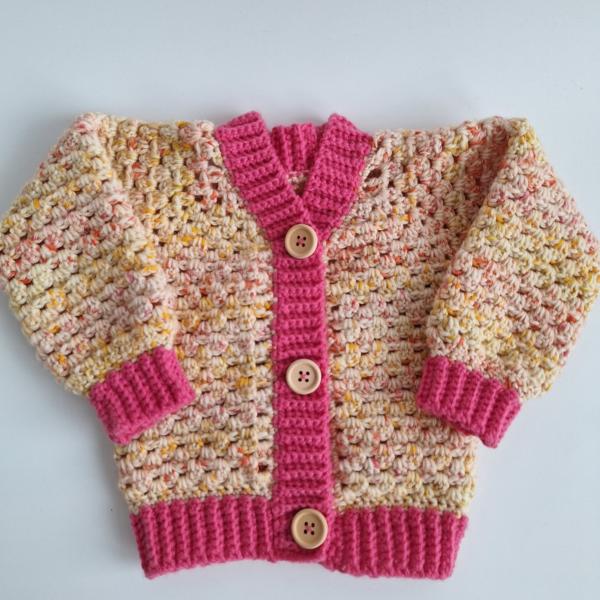 Gehaakt baby vestje | Roze en oranje gemêleerd