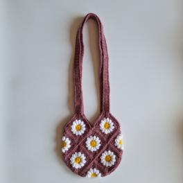 Gehaakte tas | Mauve madeliefjes