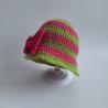 Thumbnail for Gehaakt baby zonnehoedje 'Roze en groen met strikje'