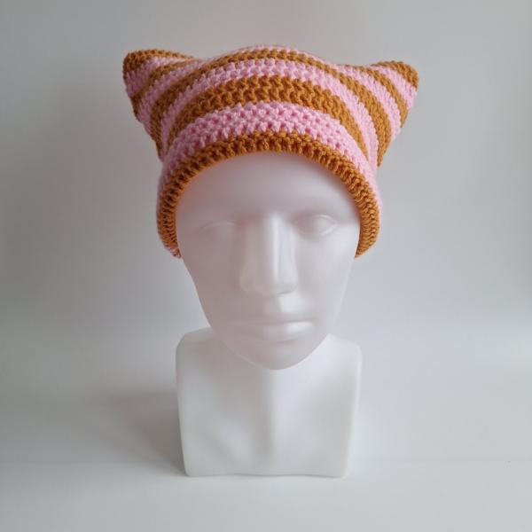 Gehaakte muts | Lichtroze en oranje
