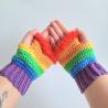 Thumbnail for Gehaakte handschoenen - gehaakte vingerloze handschoenen | Regenboog