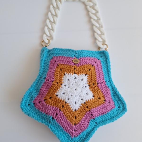 Gehaakte tas 'Turquoise ster'