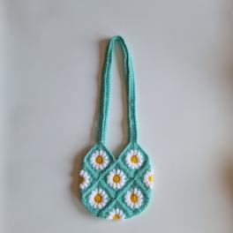 Gehaakte tas | Turquoise madeliefjes