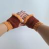 Thumbnail for Gehaakte handschoenen - gehaakte vingerloze handschoenen | Bruin en oranje