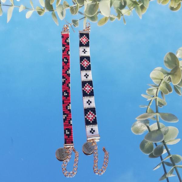 Geweven kralen armband | Rood luipaard