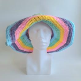Gehaakte zonnehoed | Pastel regenboog