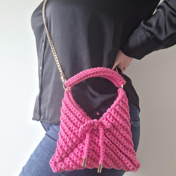 Gehaakte crossbody tas | Barbie roze