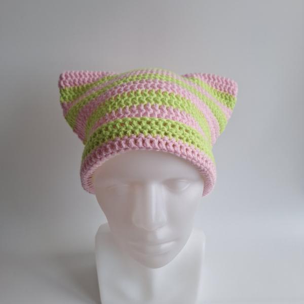 Gehaakte muts | Lichtroze en limoengroen