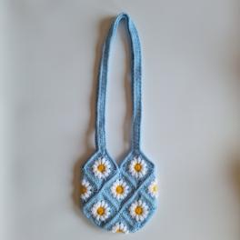 Gehaakte tas | Blauwe madeliefjes