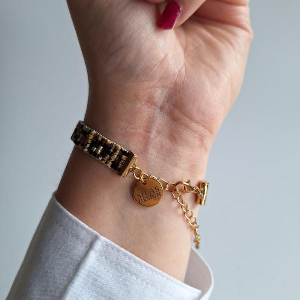 Geweven kralen armband | Bruin luipaard