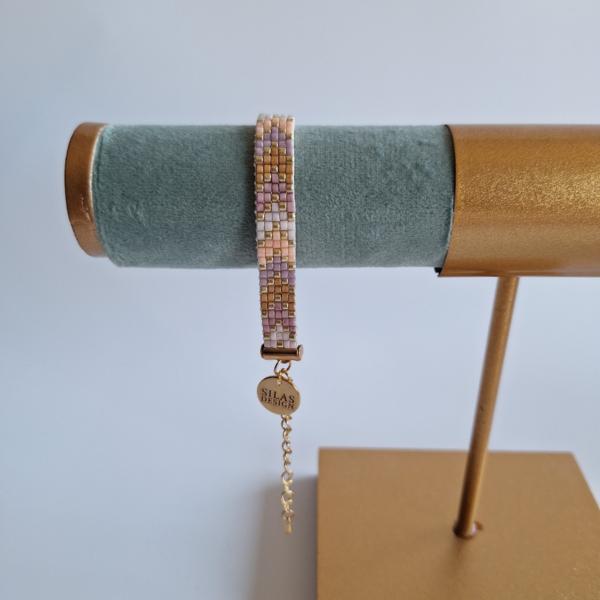 Geweven kralen armband 'Nude chevron'