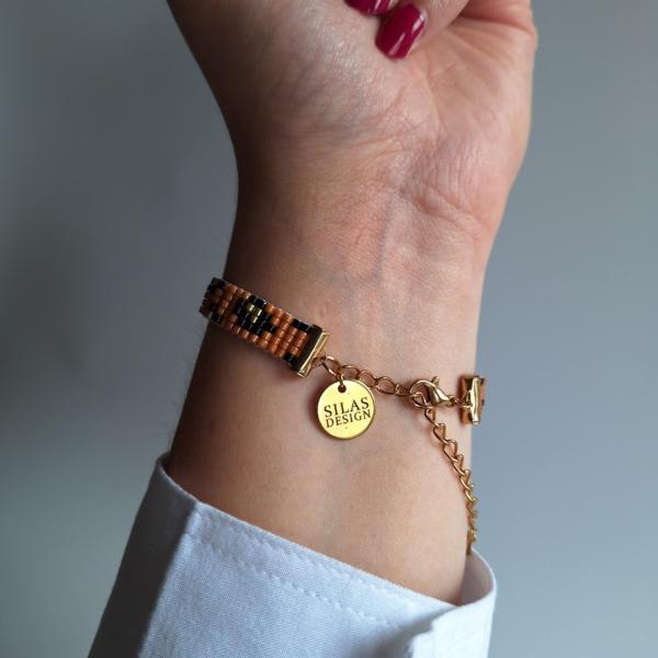 Geweven kralen armband | Karamel luipaard