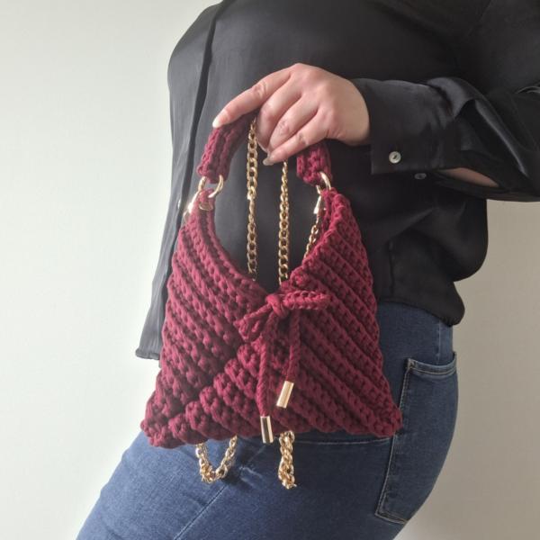 Gehaakte crossbody tas | Wijnrood