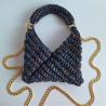 Thumbnail for Gehaakte crossbody tas 'Metallic zwart regenboog'
