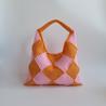 Thumbnail for Gehaakte checker handtas 'Lichtroze & oranje'