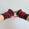 Thumbnail for Gehaakte handschoenen - gehaakte vingerloze handschoenen | Zwart en rood