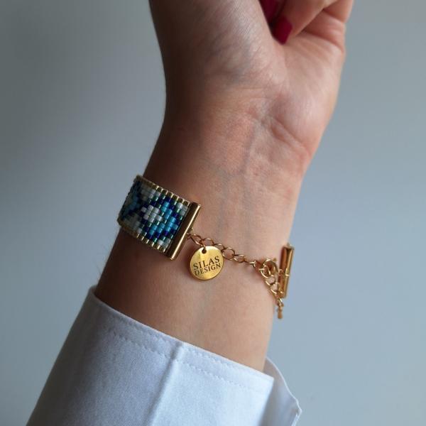 Geweven kralen armband | Blauwe zandloper