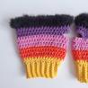 Thumbnail for Gehaakte handschoenen - gehaakte vingerloze handschoenen | Geel, koraaloranje, lavendel, paars en zwart