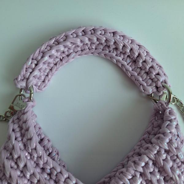Gehaakte crossbody tas 'Metallic lila'
