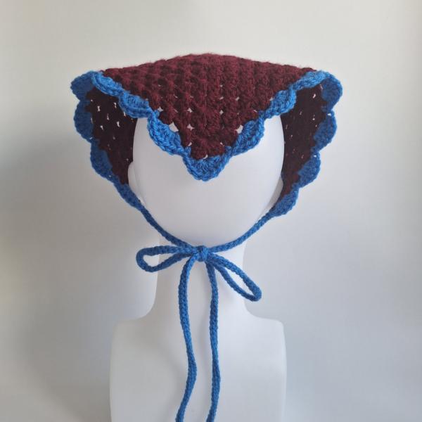 Gehaakte bandana | Wijnrood en blauw