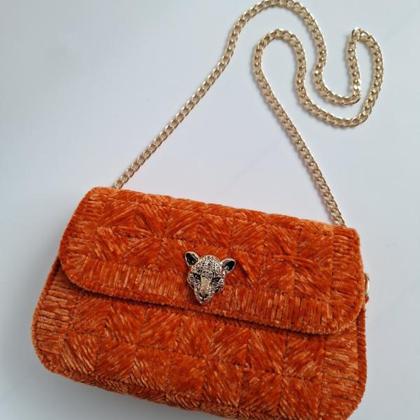 Geweven crossbody tas | Oranje en goud