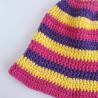 Thumbnail for Gehaakte bucket hat | Geel, fuchsia en paars