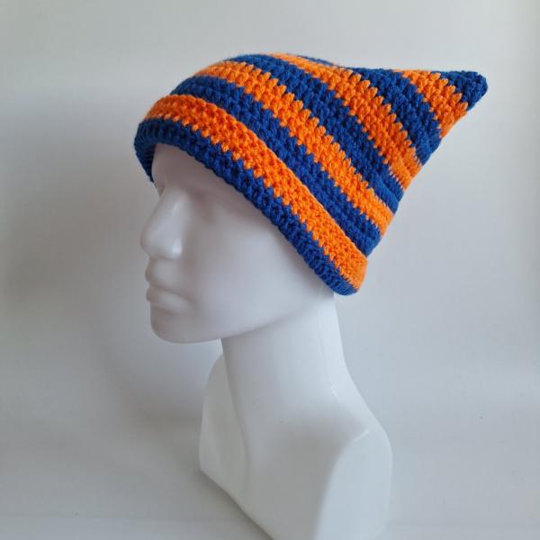 Gehaakte muts | Kobaltblauw en oranje