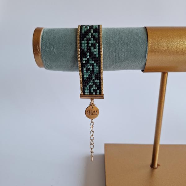 Geweven kralen armband | Blauwe bladeren