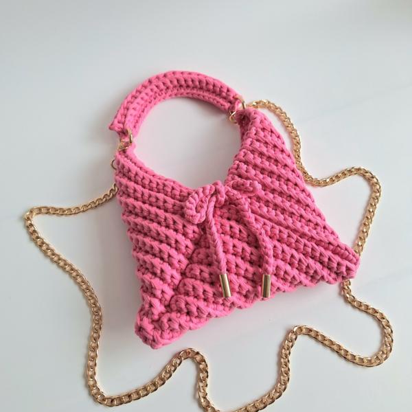 Gehaakte crossbody tas | Barbie roze