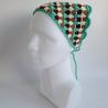 Thumbnail for Gehaakte bandana | Turquoise, karamelbruin, crème en donkerbruin