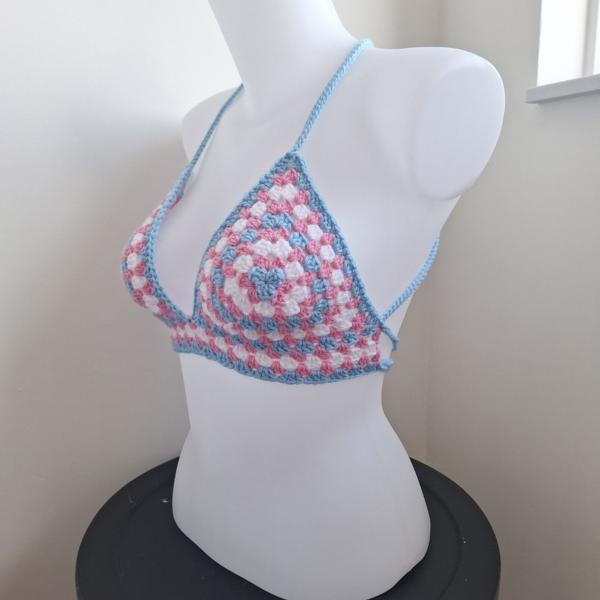 Gehaakt topje 'Pride transgender vlag'