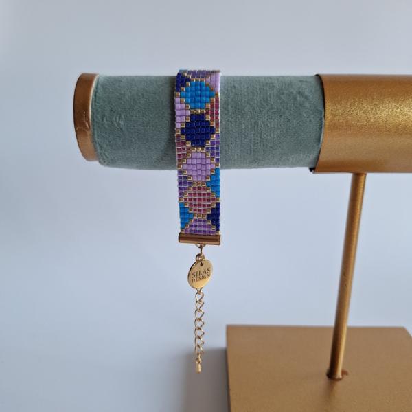 Geweven kralen armband | Paarse hexagon