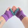 Thumbnail for Gehaakte handschoenen - gehaakte vingerloze handschoenen | Paars en petrol
