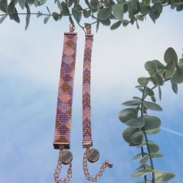 Geweven kralen armband 'Nude chevron'