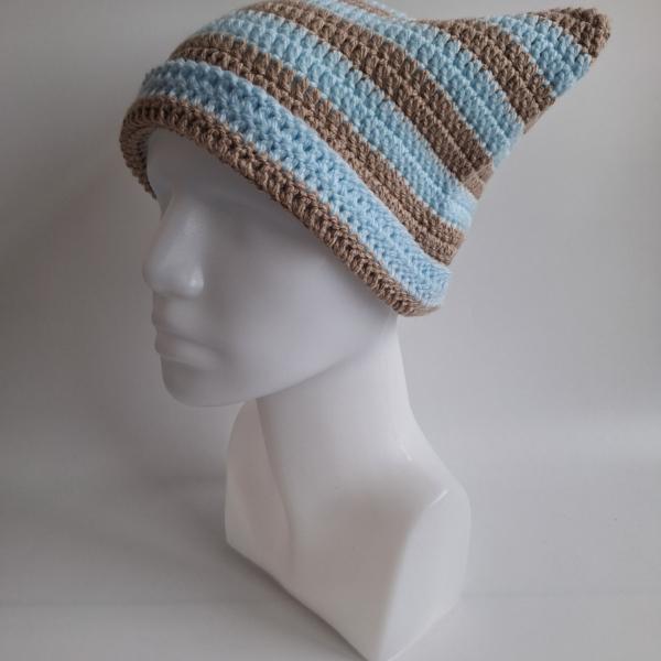 Gehaakte muts | Beige en lichtblauw
