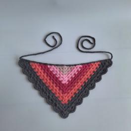 Gehaakte bandana 'Grijs & rozetinten'