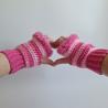 Thumbnail for Gehaakte handschoenen - gehaakte vingerloze handschoenen | Knalroze en lichtroze