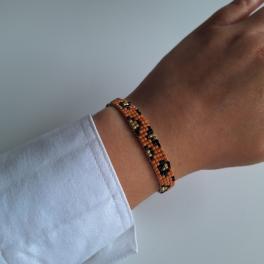 Geweven kralen armband | Karamel luipaard