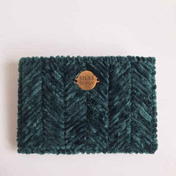 Geweven pasjeshouder | Donkergroen velvet look