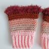 Thumbnail for Gehaakte handschoenen - gehaakte vingerloze handschoenen | Lichtroze, poeder roze, koraaloranje, roestbruin en wijnrood