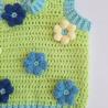 Thumbnail for Gehaakt baby vestje | Limoengroen en mintgroen met blauwe bloemen